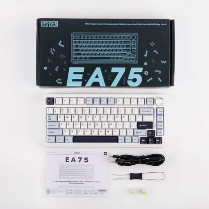 EPOMAKER 75% QWERTY Layout Hot-Swap Gasket-Mounted Wired/2.4GHz/Bluetooth Wireless Mechanical Keyboard RGB Backlight