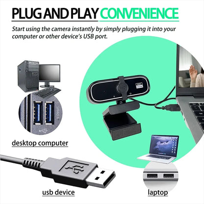 Mini Webcam 4K HD com Microfone, Webcam 2K Full HD, 30fps, Foco Automático, USB, para PC, Laptop e Gravação de Vídeo.