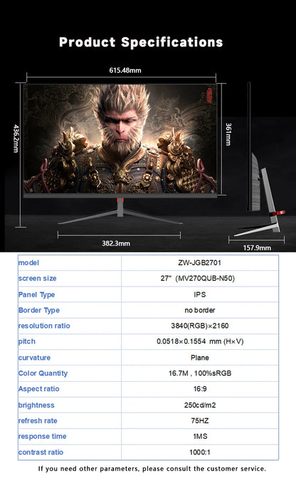 Monitor gamer de 27 polegadas, 1K, 280Hz, com design moderno e retroiluminação LED para entusiastas de eSports.