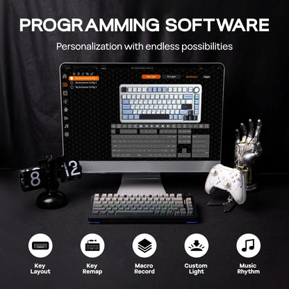 EPOMAKER 75% QWERTY Layout Hot-Swap Gasket-Mounted Wired/2.4GHz/Bluetooth Wireless Mechanical Keyboard RGB Backlight
