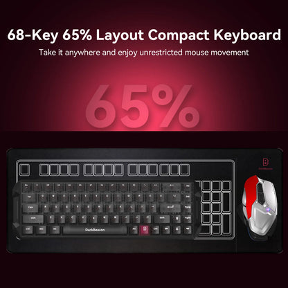 Teclado mecânico para jogos DarkBeacon Blade 68 silencioso, com teclas transparentes, RGB, com fio e troca a quente.