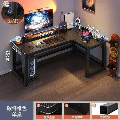 Mesas de computador de canto modernas, mesa dupla, mesa para jogos em cibercafé, mesa para casa, estante integrada, móveis de escritório