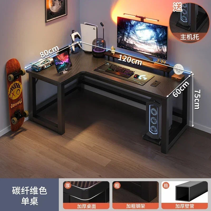 Mesas de computador de canto modernas, mesa dupla, mesa para jogos em cibercafé, mesa para casa, estante integrada, móveis de escritório