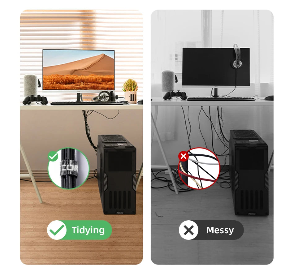 Organizador de Cabos Rocoren, Enrolador de Fios, Gerenciamento de Cabos USB, Protetor de Carregador para Celular, Mouse e Fone de Ouvido, Proteção para Cabos