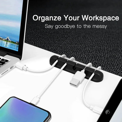 Organizador de Cabo USB de Silicone, Enrolador de Cabo de Carregamento USB, Clipes Organizadores para Cabos de Mesa, Suporte para Cabos de Mouse e Fones de Ouvido