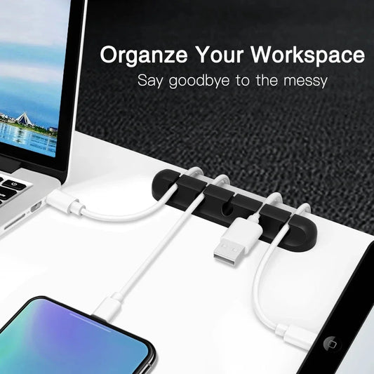 Organizador de Cabo USB de Silicone, Enrolador de Cabo de Carregamento USB, Clipes Organizadores para Cabos de Mesa, Suporte para Cabos de Mouse e Fones de Ouvido