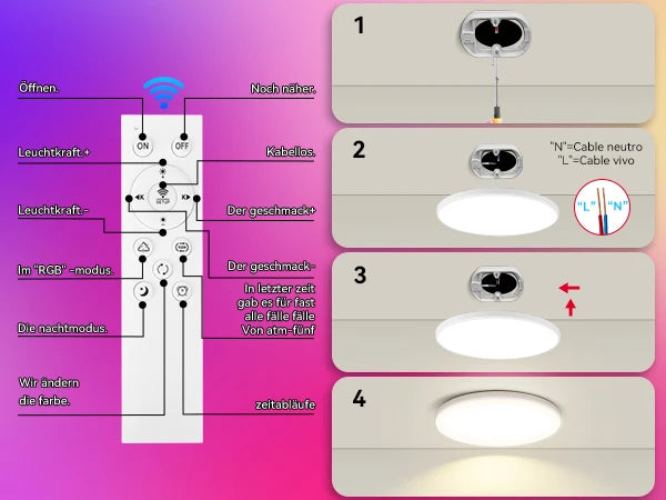 Luminária de teto LED com dimerização remota, brilho inteligente RGB, iluminação Tuya, Bluetooth, decoração de interiores, Alexa, painel de teto LED