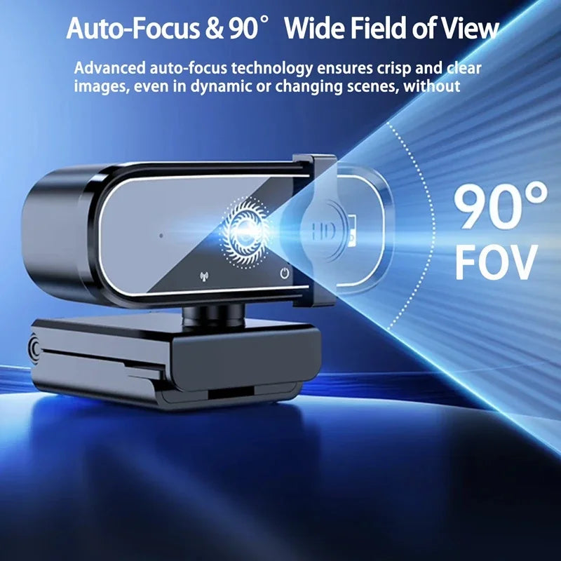 Mini Webcam 4K HD com Microfone, Webcam 2K Full HD, 30fps, Foco Automático, USB, para PC, Laptop e Gravação de Vídeo.
