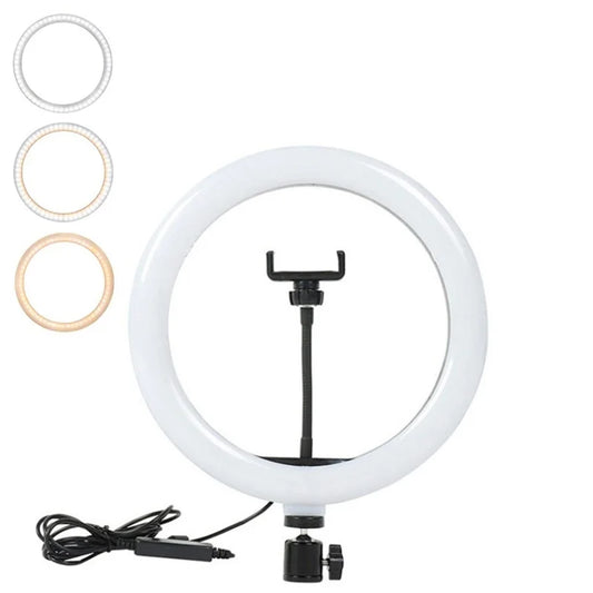 Ring Light LED para Selfie de 16/26/33cm com Intensidade Ajustável, Ideal para Fotografia, Vídeos ao Vivo e Estúdio Fotográfico com Celular.