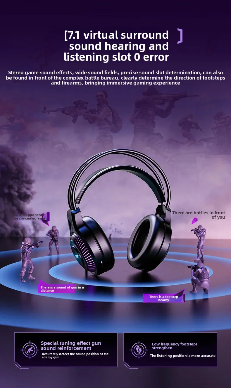 Fones de ouvido Acer Gaming com microfone, som surround virtual estéreo 7.1, luz LED e graves potentes, para jogos de computador (OHW303).