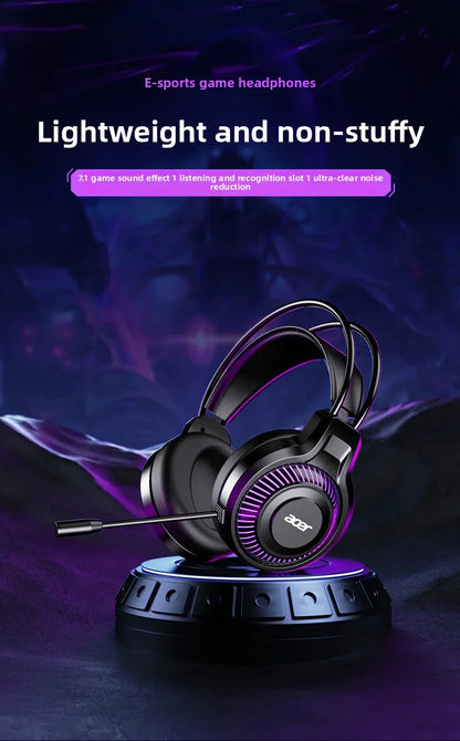Fones de ouvido Acer Gaming com microfone, som surround virtual estéreo 7.1, luz LED e graves potentes, para jogos de computador (OHW303).