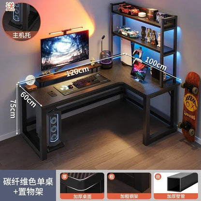 Mesas de computador de canto modernas, mesa dupla, mesa para jogos em cibercafé, mesa para casa, estante integrada, móveis de escritório