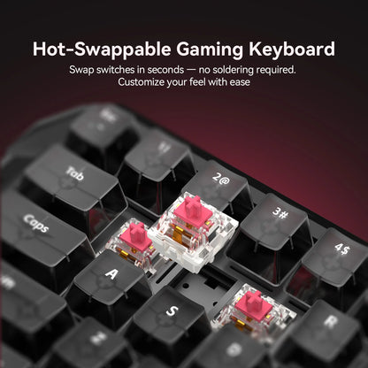 Teclado mecânico para jogos DarkBeacon Blade 68 silencioso, com teclas transparentes, RGB, com fio e troca a quente.