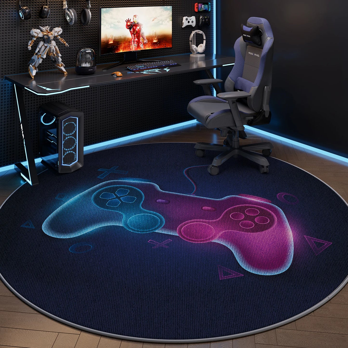 VIKAMA Tapete para cadeira de computador, cadeira giratória para sala de jogos, almofada silenciosa, cadeira de escritório, tapete lavável, decoração para casa