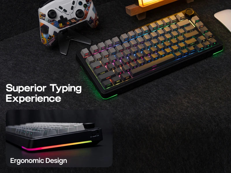 EPOMAKER 75% QWERTY Layout Hot-Swap Gasket-Mounted Wired/2.4GHz/Bluetooth Wireless Mechanical Keyboard RGB Backlight