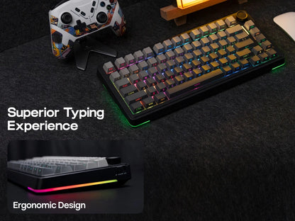 EPOMAKER 75% QWERTY Layout Hot-Swap Gasket-Mounted Wired/2.4GHz/Bluetooth Wireless Mechanical Keyboard RGB Backlight