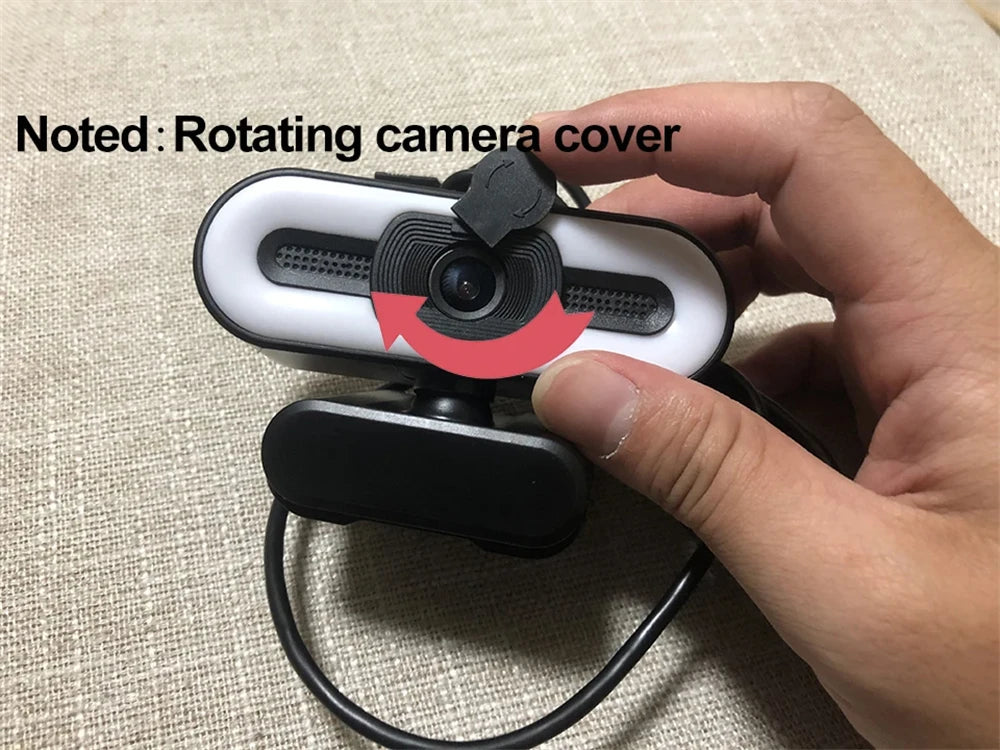 Webcam portátil Full HD 1080P 2K 4K para PC e laptop, com foco automático, ideal para transmissões ao vivo com microfone e iluminação. Transmissão ao vivo flexível e com iluminação integrada.
