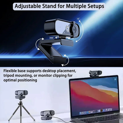 Mini Webcam 4K HD com Microfone, Webcam 2K Full HD, 30fps, Foco Automático, USB, para PC, Laptop e Gravação de Vídeo.